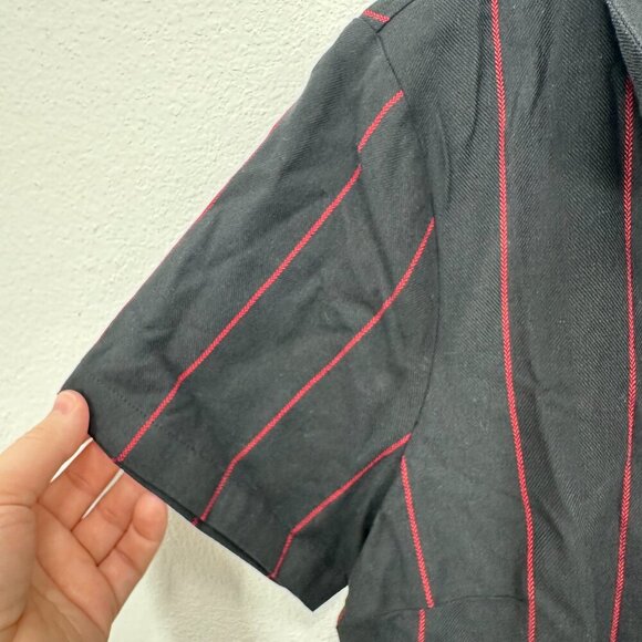 NWT Dangerfield Black and Red Striped, Zippered, A-Line Super Cute Goth Dress - Picture 7 of 13